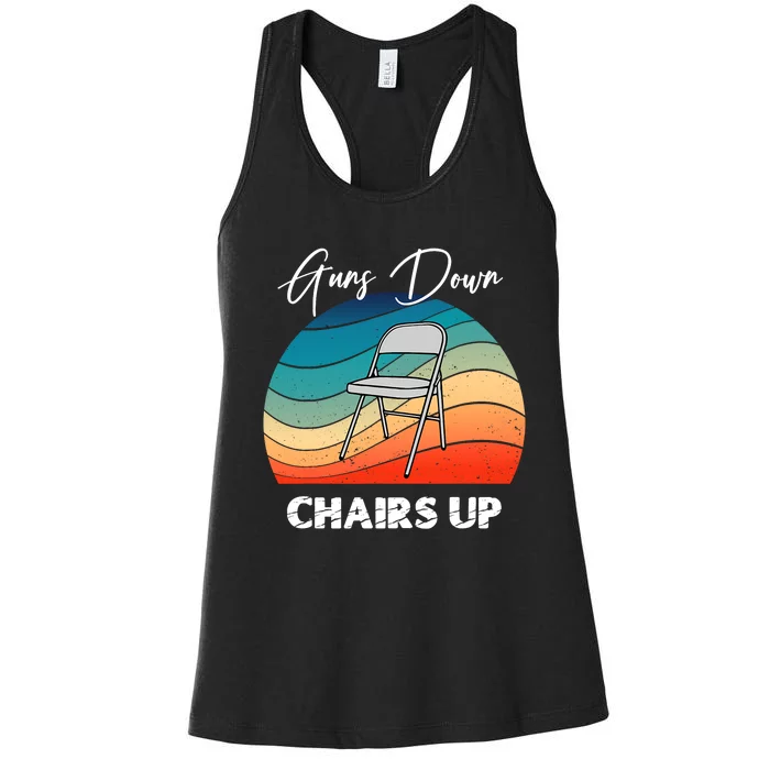 Guns Down Chairs Up Montgomery Alabama Folding Chair Women's Racerback Tank