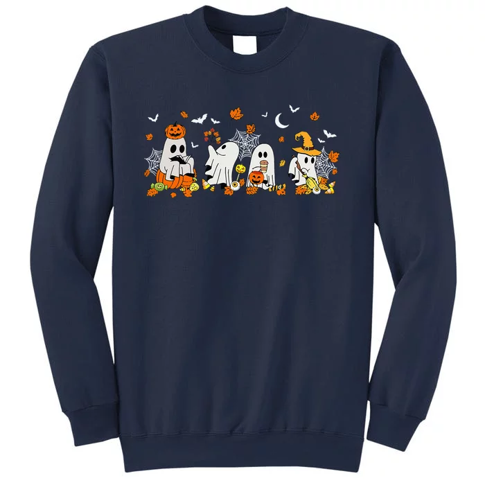 Ghost Drinking Coffee Halloween Fall Ghost Book Reading Sweatshirt