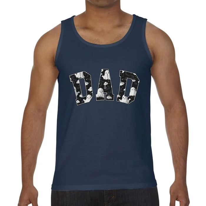 Groovy Dad Cute Ghost With Flower Halloween Spooky Season Great Gift Comfort Colors® Tank Top