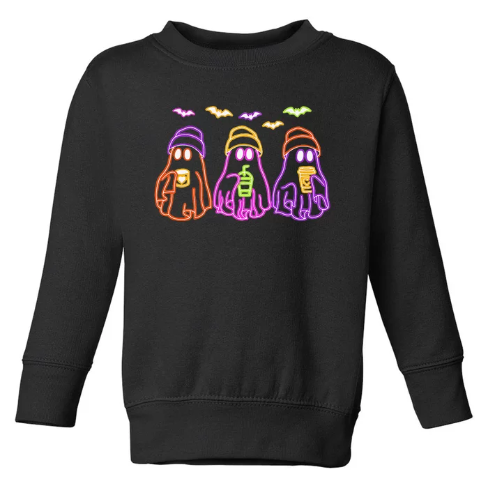 Ghost Drinking Coffee Funny Halloween Costume Coffee Lover Gift Toddler Sweatshirt