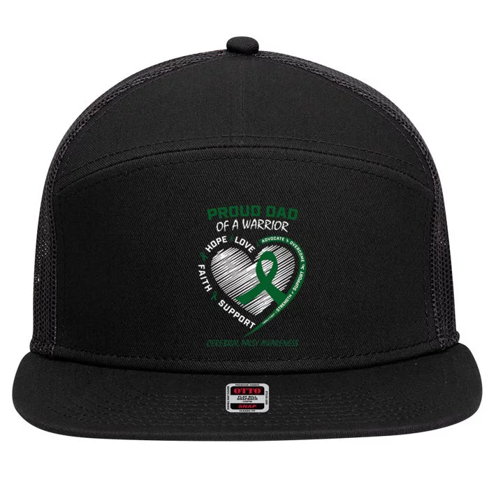 Green Dad CP Warrior Son Daughter Cerebral Palsy Awareness 7 Panel Mesh Trucker Snapback Hat