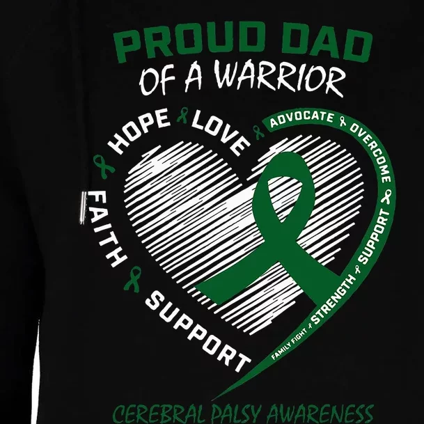 Green Dad CP Warrior Son Daughter Cerebral Palsy Awareness Womens Funnel Neck Pullover Hood