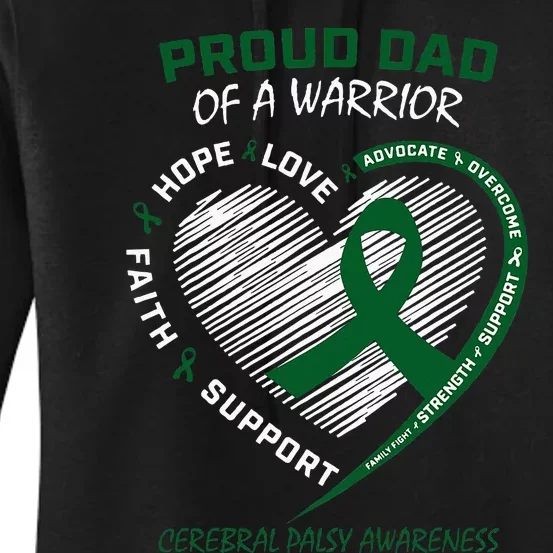 Green Dad CP Warrior Son Daughter Cerebral Palsy Awareness Women's Pullover Hoodie