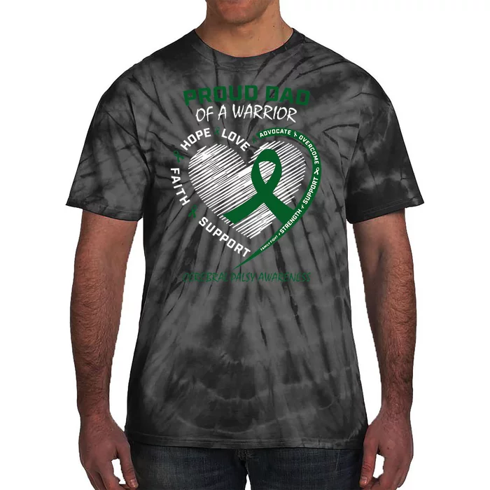 Green Dad CP Warrior Son Daughter Cerebral Palsy Awareness Tie-Dye T-Shirt