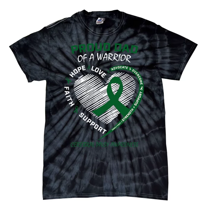 Green Dad CP Warrior Son Daughter Cerebral Palsy Awareness Tie-Dye T-Shirt