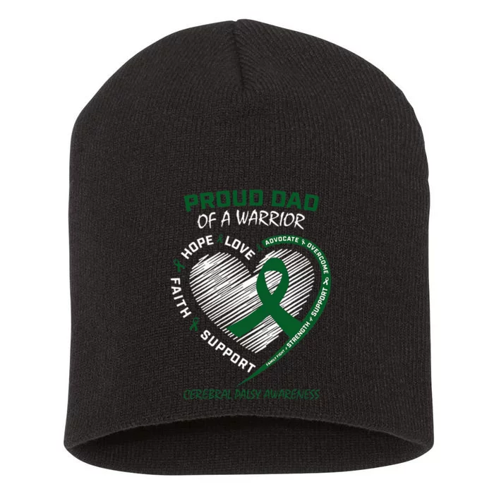 Green Dad CP Warrior Son Daughter Cerebral Palsy Awareness Short Acrylic Beanie