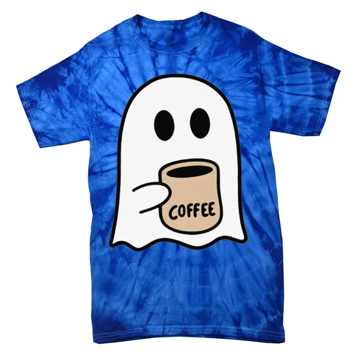 Ghost Drinking Coffee Funny Halloween Costume Coffee Lover Tie-Dye T-Shirt