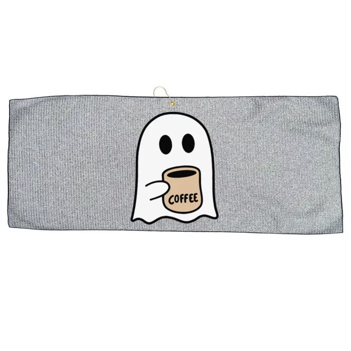 Ghost Drinking Coffee Funny Halloween Costume Coffee Lover Large Microfiber Waffle Golf Towel