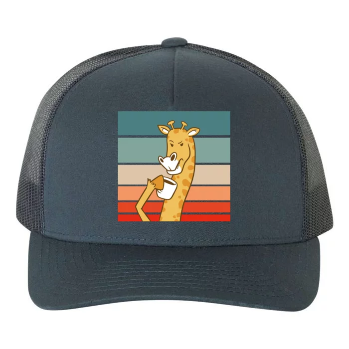 Giraffe Drinking Coffee Retro Sunset Yupoong Adult 5-Panel Trucker Hat