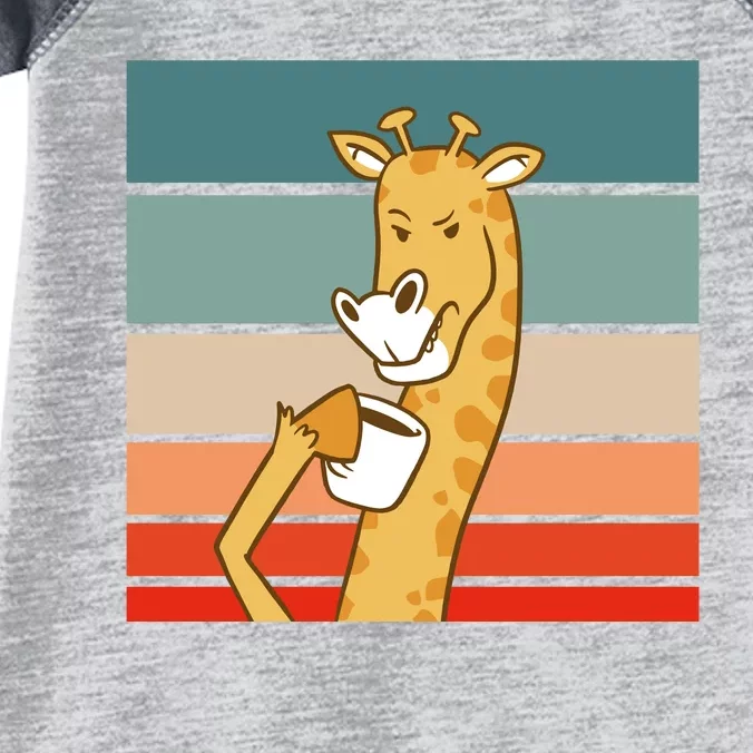 Giraffe Drinking Coffee Retro Sunset Infant Baby Jersey Bodysuit