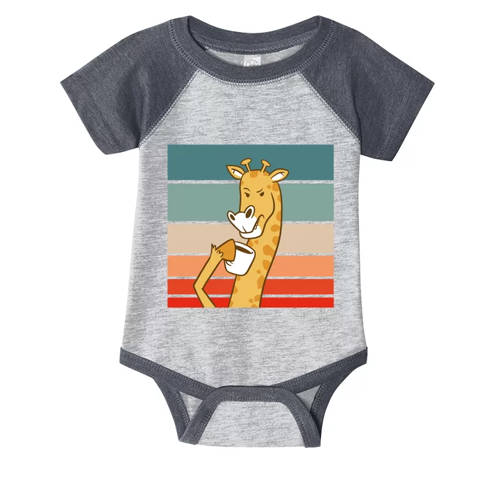 Giraffe Drinking Coffee Retro Sunset Infant Baby Jersey Bodysuit