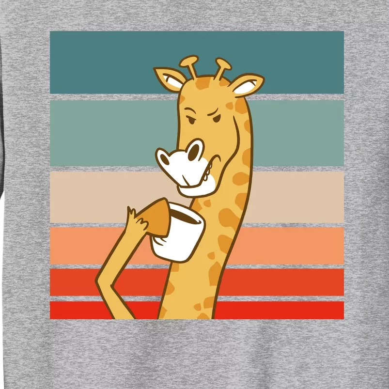 Giraffe Drinking Coffee Retro Sunset Tall Sweatshirt