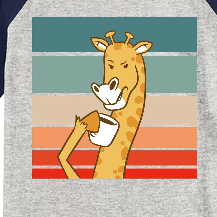 Giraffe Drinking Coffee Retro Sunset Kids Colorblock Raglan Jersey