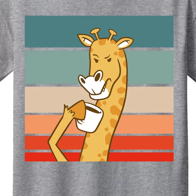 Giraffe Drinking Coffee Retro Sunset Kids T-Shirt