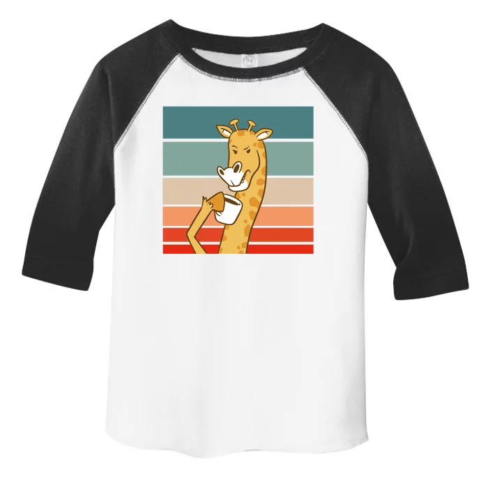 Giraffe Drinking Coffee Retro Sunset Toddler Fine Jersey T-Shirt