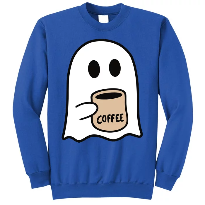 Ghost Drinking Coffee Funny Halloween Costume Coffee Lover Tall Sweatshirt