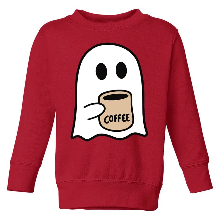 Ghost Drinking Coffee Funny Halloween Costume Coffee Lover Toddler Sweatshirt