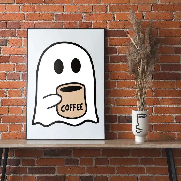 Ghost Drinking Coffee Funny Halloween Costume Coffee Lover Poster