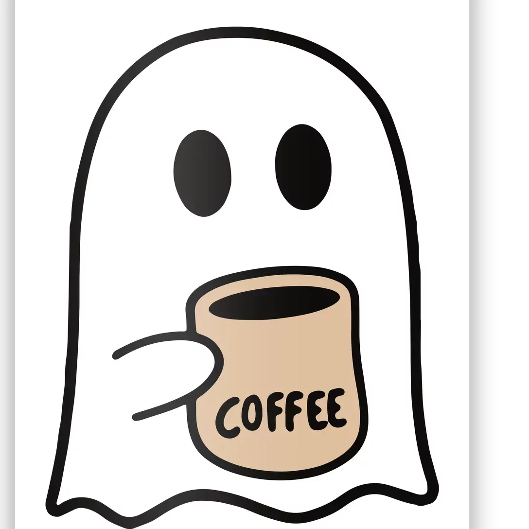 Ghost Drinking Coffee Funny Halloween Costume Coffee Lover Poster