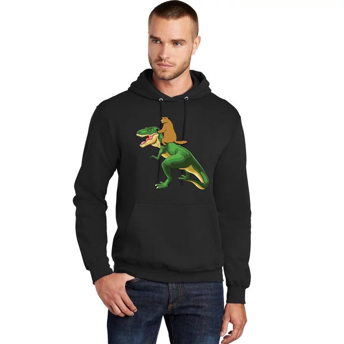 Groundhog Day Dinosaur Gift Shadow Tall Hoodie