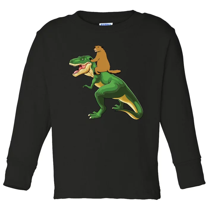 Groundhog Day Dinosaur Gift Shadow Toddler Long Sleeve Shirt