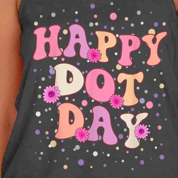 Groovy Dot Day For Teacher Happy Dot Day Gift Women's Knotted Racerback Tank