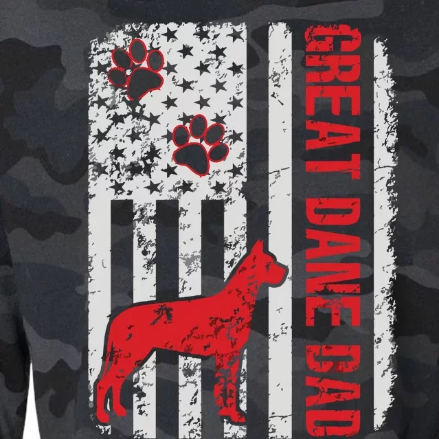 Great Dane Dad American Flag Gift Cropped Pullover Crew