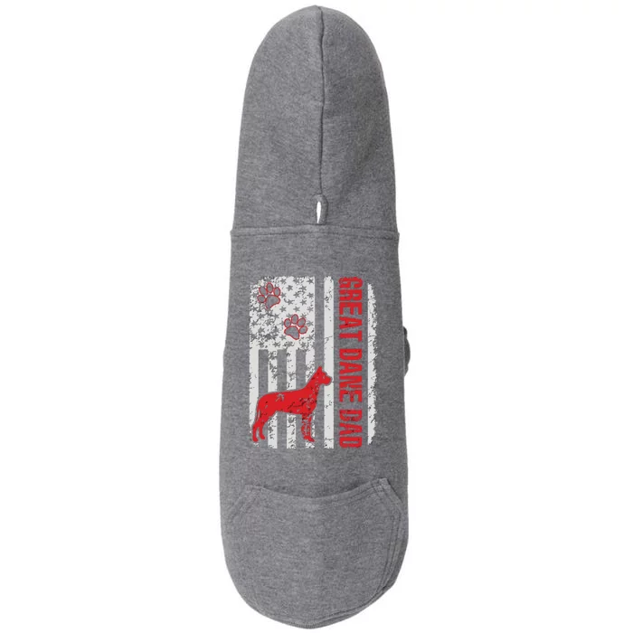 Great Dane Dad American Flag Gift Doggie 3-End Fleece Hoodie