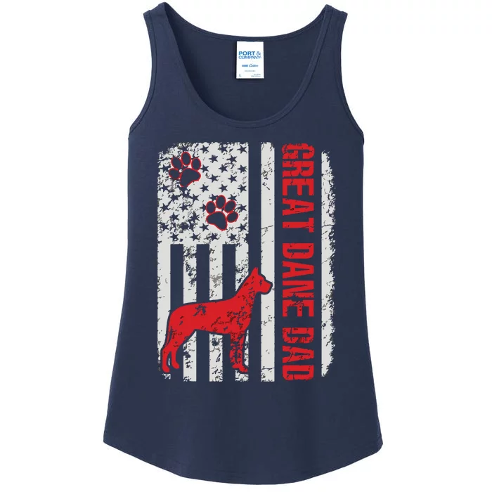 Great Dane Dad American Flag Gift Ladies Essential Tank