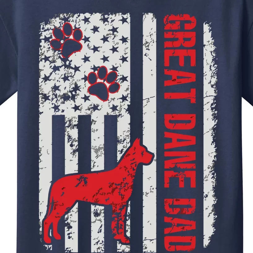 Great Dane Dad American Flag Gift Kids T-Shirt