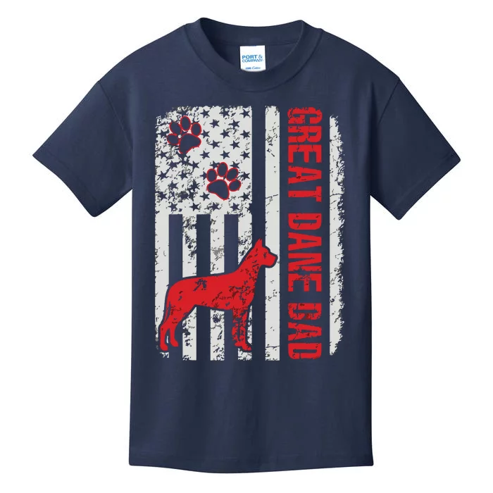 Great Dane Dad American Flag Gift Kids T-Shirt