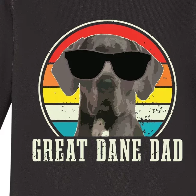 Great Dane Dad Funny Dog Sunglasses Vintage Great Dane Baby Long Sleeve Bodysuit