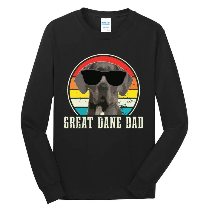 Great Dane Dad Funny Dog Sunglasses Vintage Great Dane Tall Long Sleeve T-Shirt