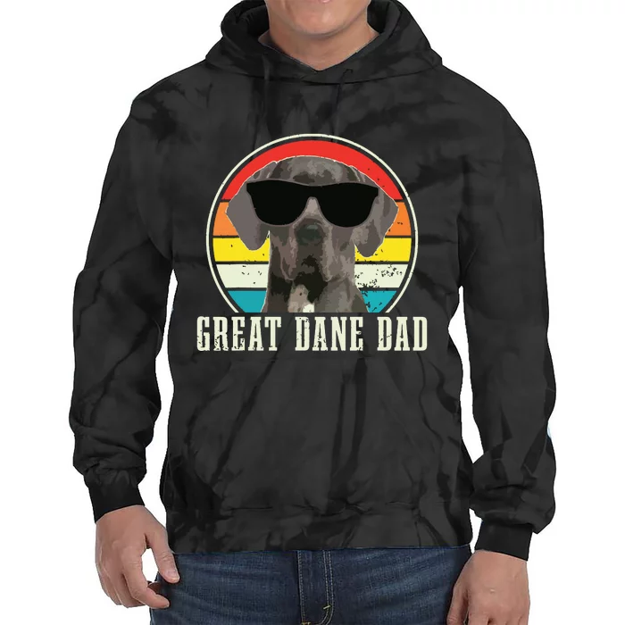 Great Dane Dad Funny Dog Sunglasses Vintage Great Dane Tie Dye Hoodie