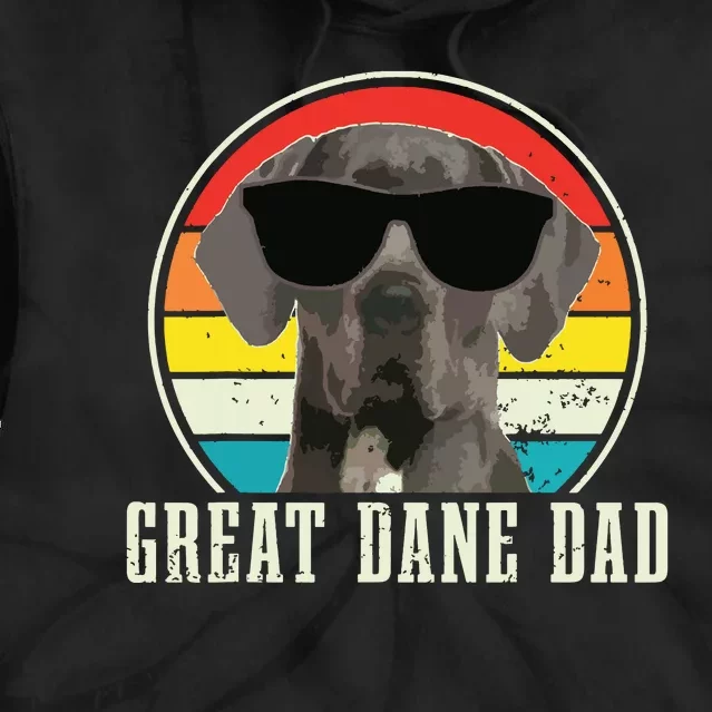 Great Dane Dad Funny Dog Sunglasses Vintage Great Dane Tie Dye Hoodie