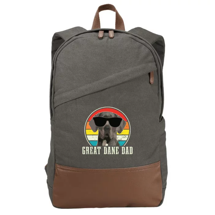 Great Dane Dad Funny Dog Sunglasses Vintage Great Dane Cotton Canvas Backpack