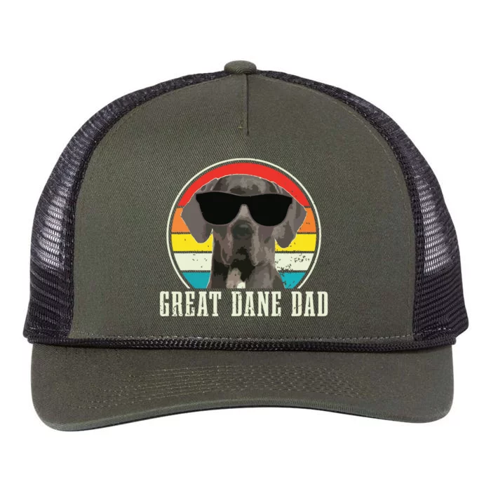 Great Dane Dad Funny Dog Sunglasses Vintage Great Dane Retro Rope Trucker Hat Cap