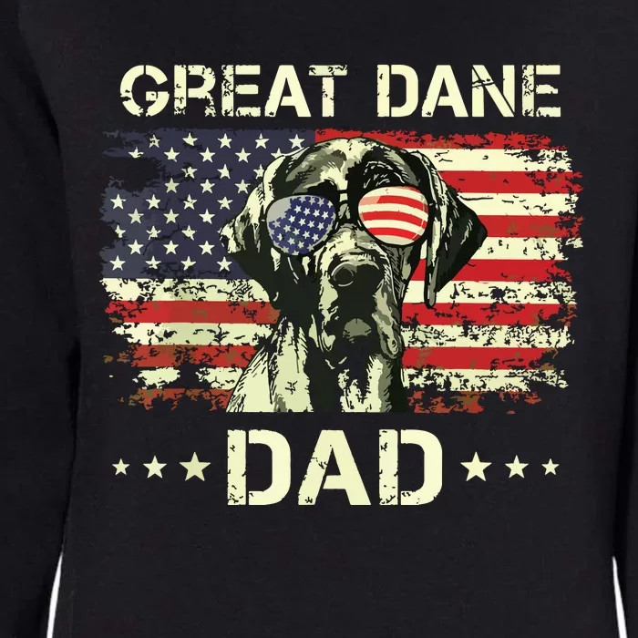 Great Dane Dad Dog Lovers American Flag 4th Of July Womens California Wash Sweatshirt