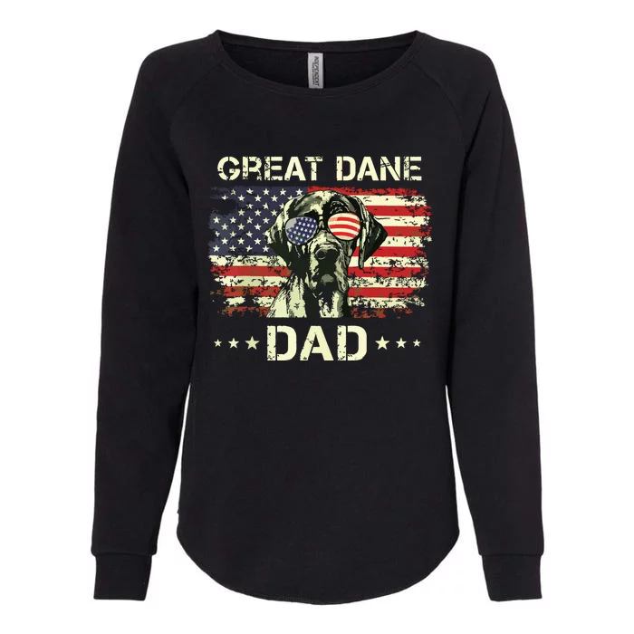 Great Dane Dad Dog Lovers American Flag 4th Of July Womens California Wash Sweatshirt