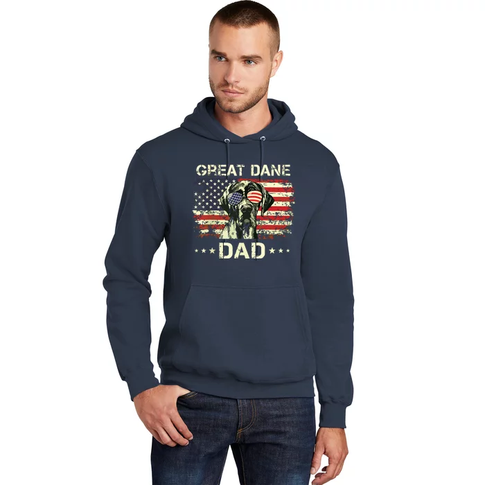 Great Dane Dad Dog Lovers American Flag 4th Of July Hoodie