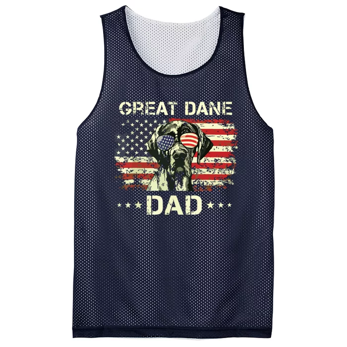 Great Dane Dad Dog Lovers American Flag 4th Of July Mesh Reversible Basketball Jersey Tank