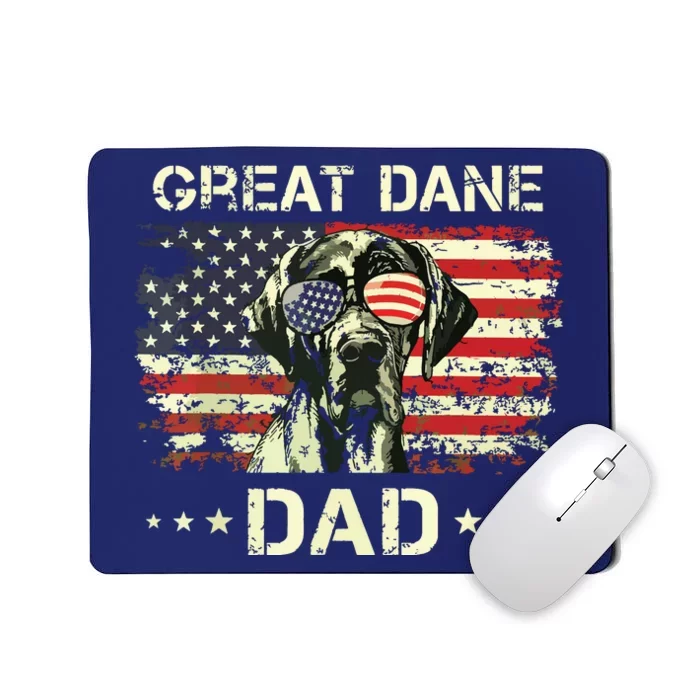 Great Dane Dad Dog Lovers American Flag 4th Of July Mousepad