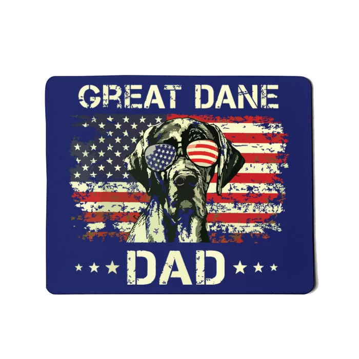 Great Dane Dad Dog Lovers American Flag 4th Of July Mousepad