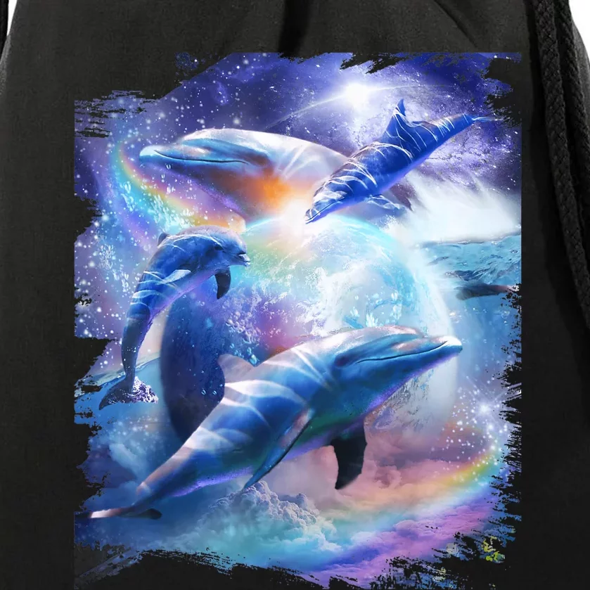 Galaxy Dolphin Dolphins In Space Drawstring Bag