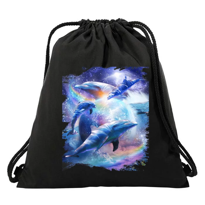 Galaxy Dolphin Dolphins In Space Drawstring Bag