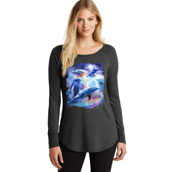 Galaxy Dolphin Dolphins In Space Women's Perfect Tri Tunic Long Sleeve Shirt