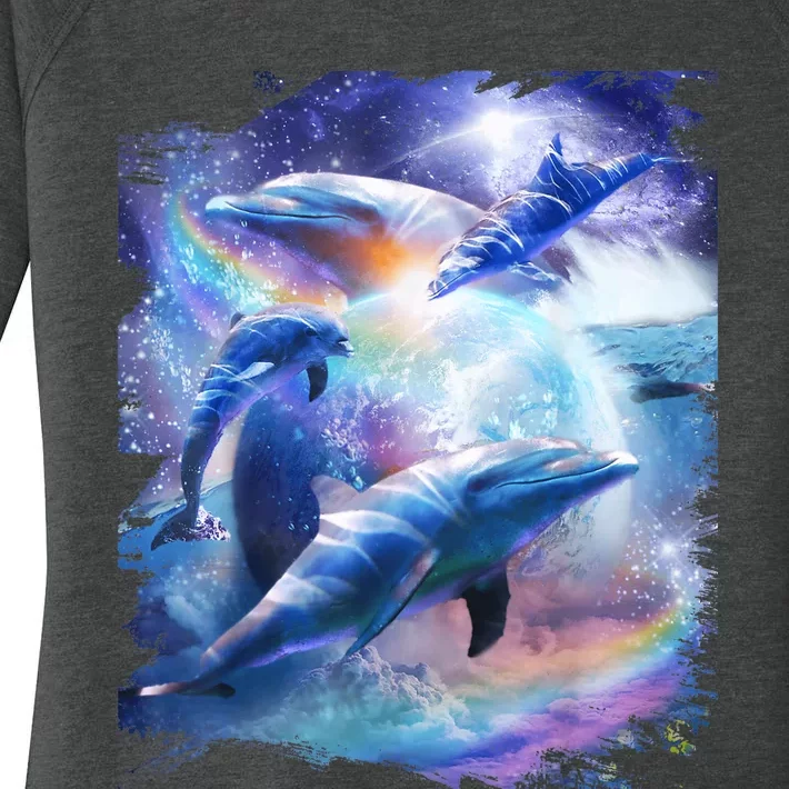 Galaxy Dolphin Dolphins In Space Women's Perfect Tri Tunic Long Sleeve Shirt