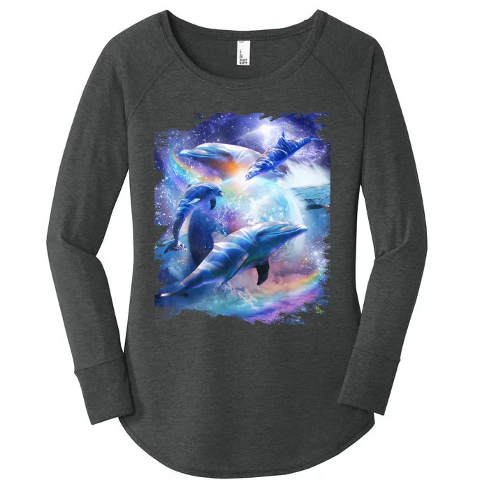 Galaxy Dolphin Dolphins In Space Women's Perfect Tri Tunic Long Sleeve Shirt