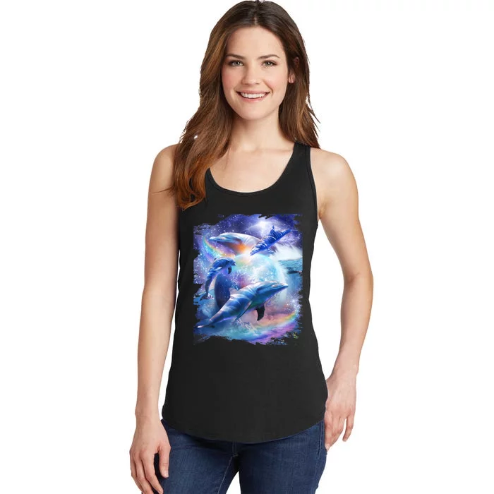 Galaxy Dolphin Dolphins In Space Ladies Essential Tank