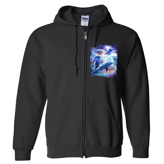 Galaxy Dolphin Dolphins In Space Full Zip Hoodie